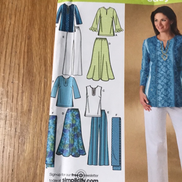 Sewing pattern Simplicity 4149 skirt pants tunic scarf - Picture 2 of 4